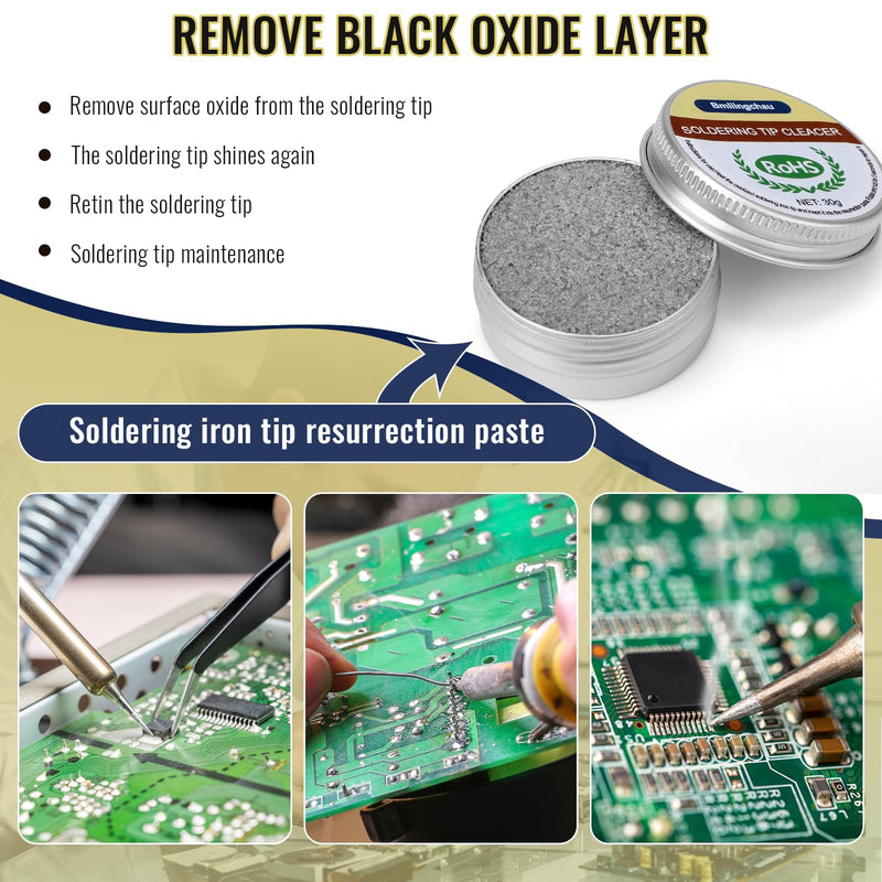 Bmliingchau Soldering Tip Cleaner, 30 g Soldering Tip Reactivator, Lead-Free, Soldering Tips Reactivator, Soldering Tip Cleaner Tip Tinner Cleaner for Reactivating Oxidised Soldering Tips