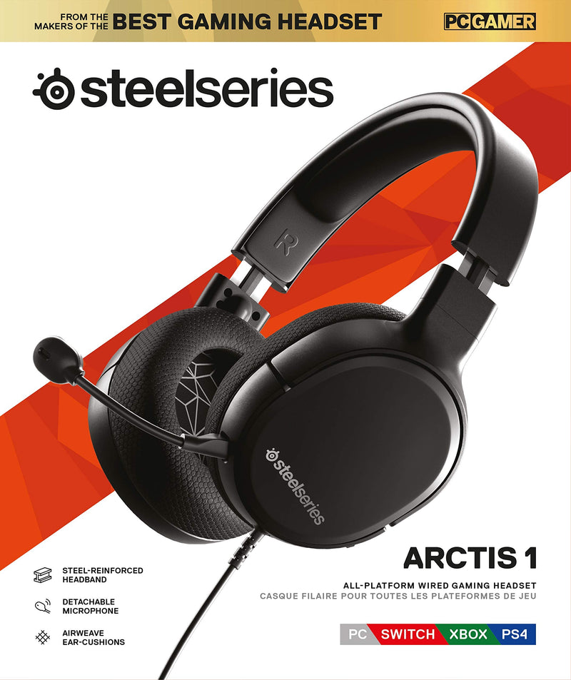 SteelSeries Arctis 1 Wired Gaming Headset – Detachable Clearcast Microphone – Lightweight Steel-Reinforced Headband – for PC, PS4, Xbox, Nintendo Switch and Lite, Mobile,Black PC | Mac