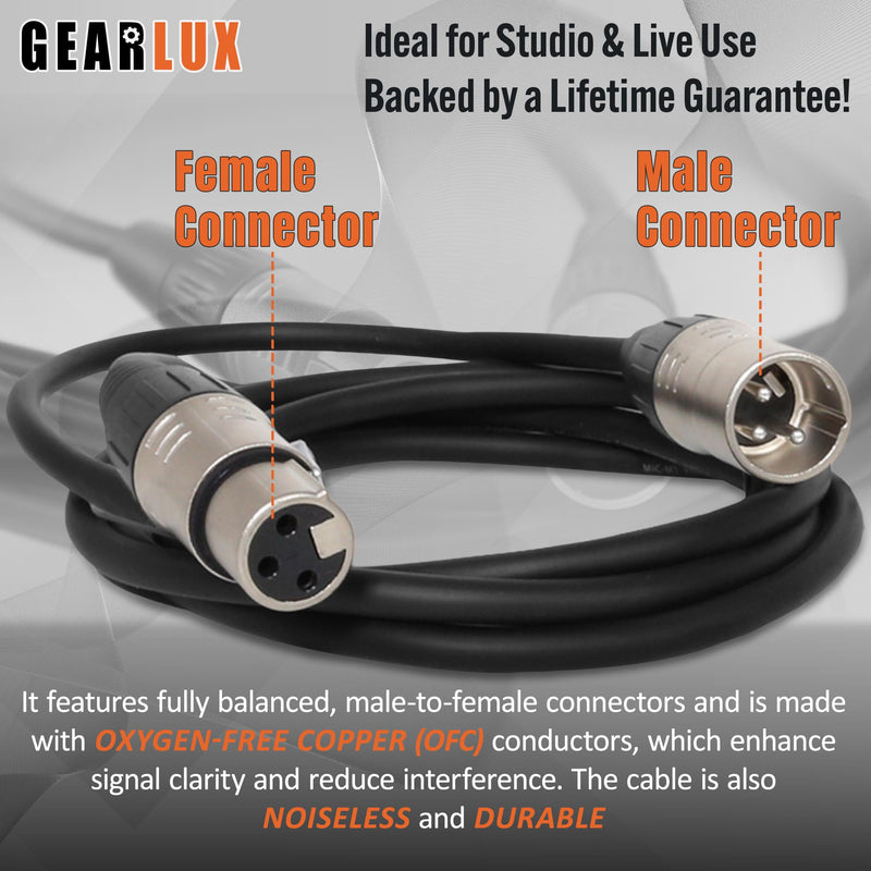 [AUSTRALIA] - Gearlux XLR Microphone Cable, Fully Balanced, Male to Female, 25 Feet - 2 Pack 25 Ft 