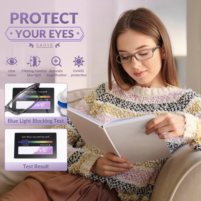 Gaoye Reading Glasses for Women, 6 pack Fashion Readers for Women Men Spring Hinge Eye Glasses, Blue Light Reading Glasses Anti Eyestrain *C1 Mix Color 1.75 x