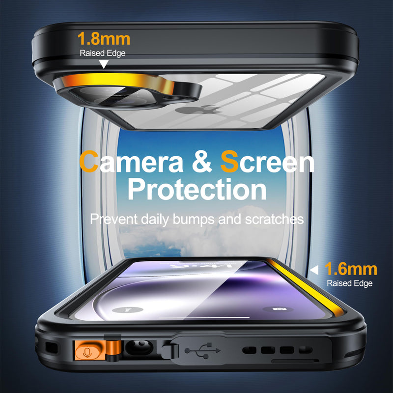 for iPhone 16 Case IP68 Waterproof, Black | Built-in Privacy Screen Protector & HD Screen Protector Shockproof Dustproof Full Body Protection iPhone 16 Phone Case