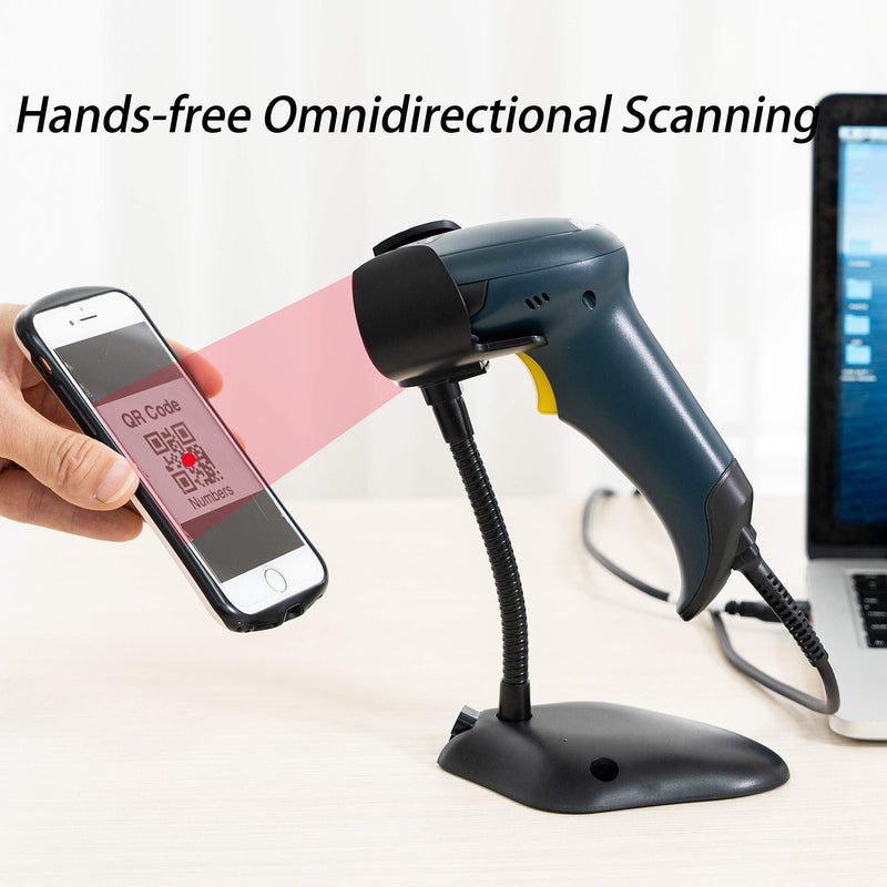 [AUSTRALIA] - TEEMI QR Barcode Scanner with Handsfree AutoSensing Stand Handheld Automatic USB Wired 1D 2D Bar Codes Reader Global Shutter Scan Rectangle Datamatrix OCR IMB Driver's License Codes Scanner + Stand 