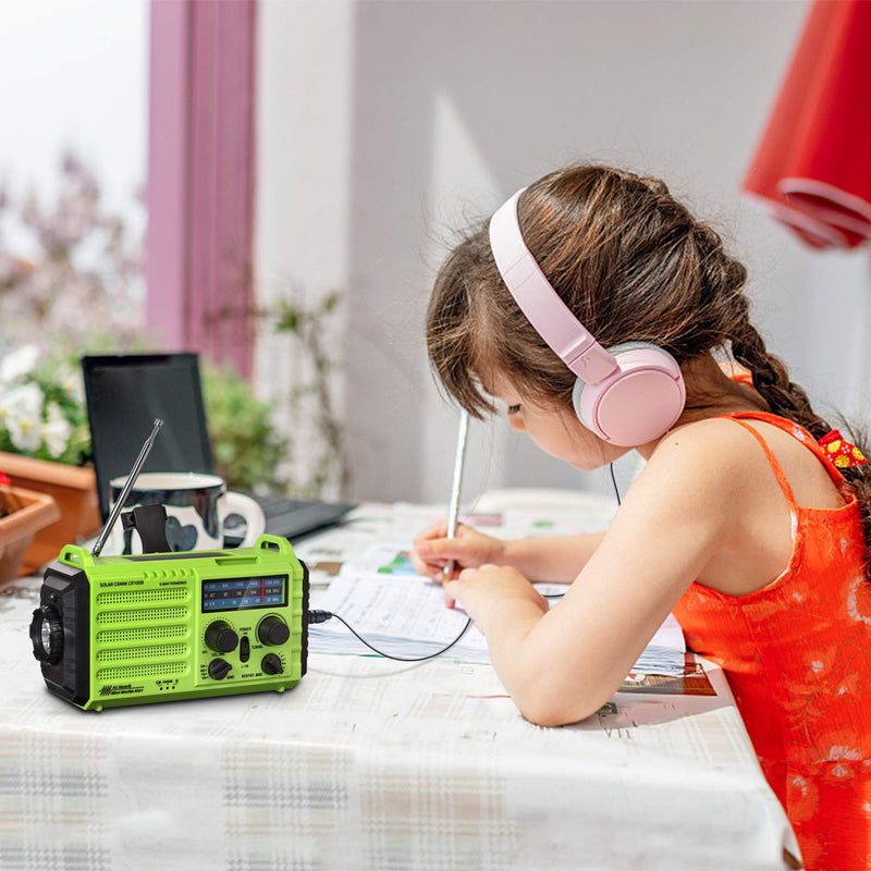 Emergency Radio Hand Crank Solar, 5000mAh AM/FM/SW NOAA Weather Radio, Portable Battery Operated Radio with Cell Phone Charger, 3W LED Flashlight & Reading Lamp, SOS for Home,Storm,Camping,Survival