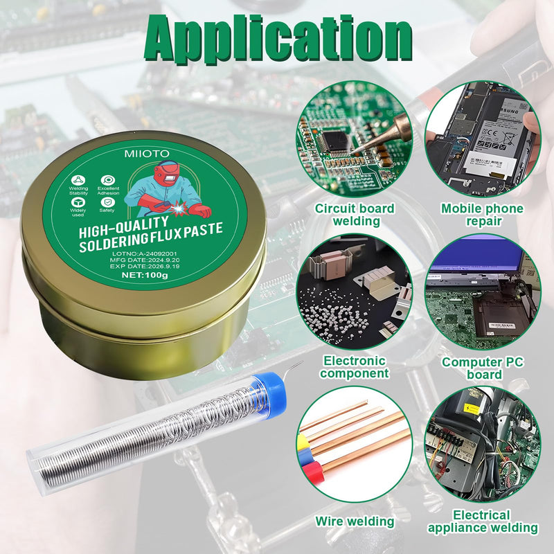 Solder Flux, Solder Paste, No Clean Solder Grease Flux with Solder with Flux, Soldering Paste Flux for Precision for Machines, Metal, Sheet Metal, Telephones, PC Cards, Components