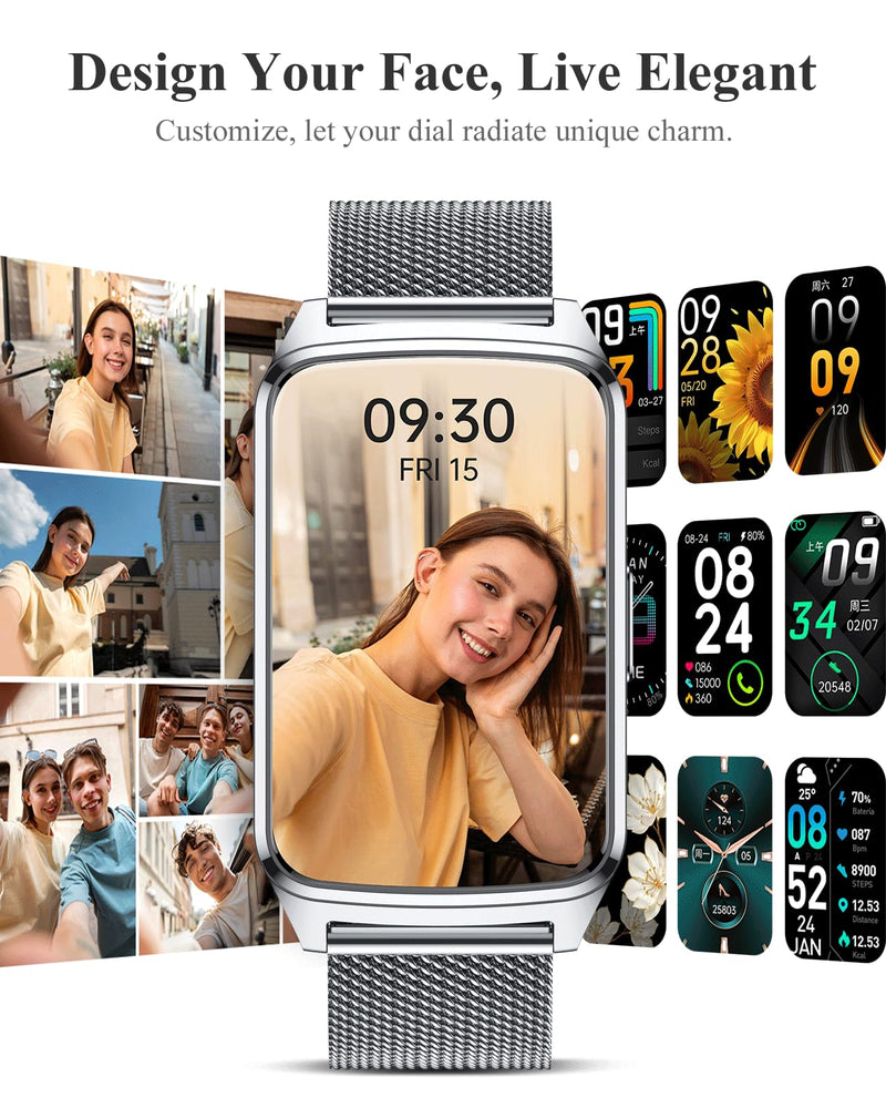 Fitness Tracker Watch for Women Men, Step Counter Compatible with iPhone Android, IP68 Waterproof Activity Tracker with Sleep Monitor, 110+ Sports Pedometer (Cold Steel Silver, 1.57) Cold Steel Silver