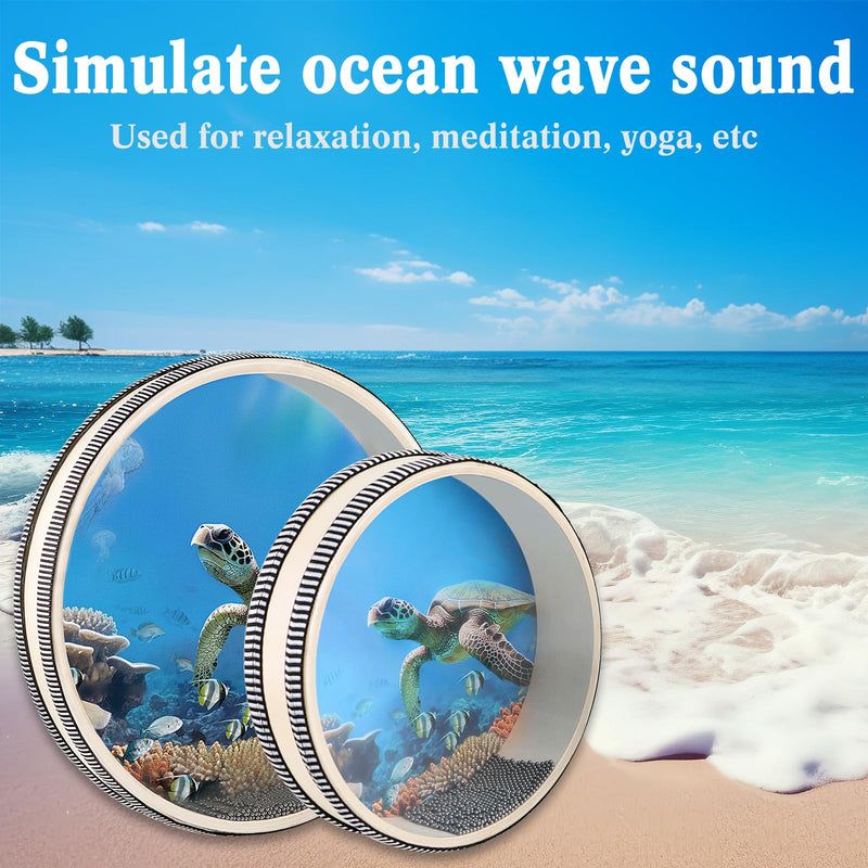 EASTROCK Wave Bead Ocean Drum Sea Sound Drum with Hardwood Shell Sound Healing Instruments Natural Color Musical Instrument Ocean Percussion for Meditation & Relaxation (8 inch + 10 inch) 8+10 inch