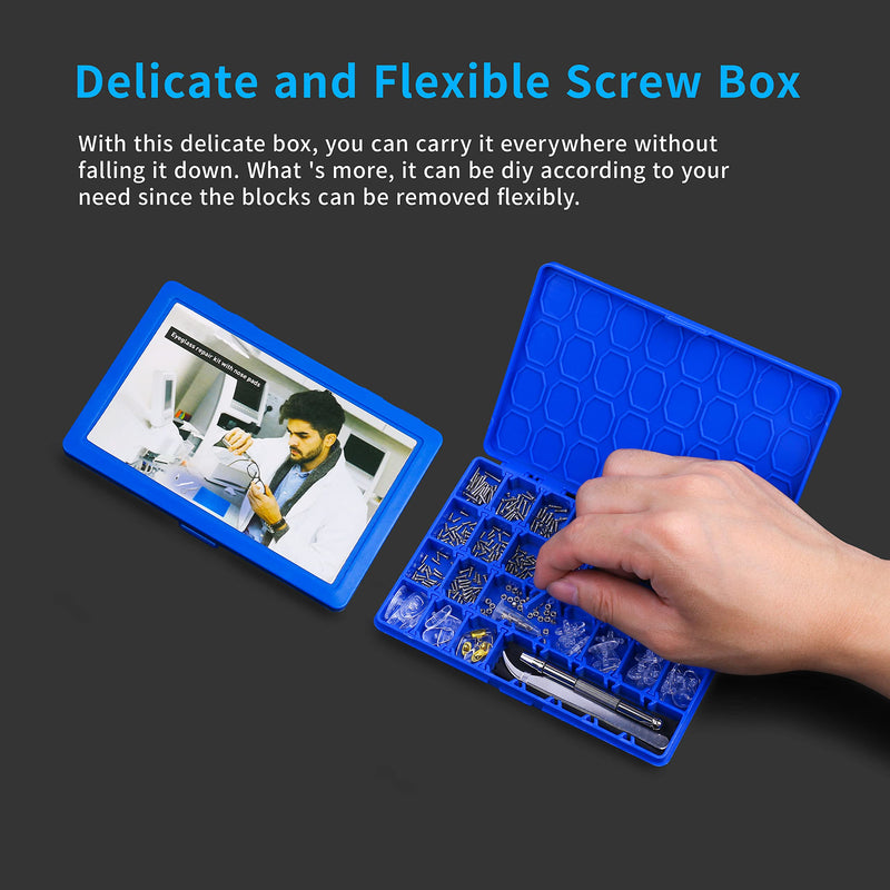 [AUSTRALIA] - Upgrade Version Magnetic Eye Glass Repairing Kit, Eyeglass Repair Tool Kit with Compact Screw Box Include Nose Pads, Precision Screwdriver Set, Screws, Tweezer for Eyeglass, Sunglass, Spectacles Watch 
