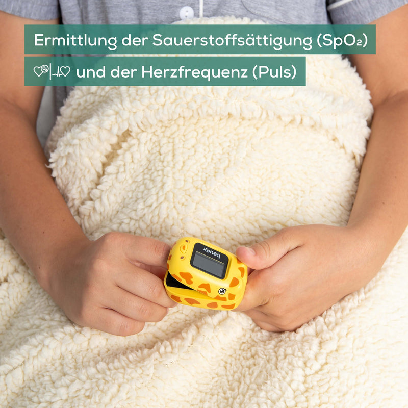 [AUSTRALIA] - Beurer PO 13 Kids Finger Pulse Oximeter for Kids, Pulse and Oxygen Saturation Measurement in Seconds, Small Size, Automatic Display Alignment, with Belt Bag 