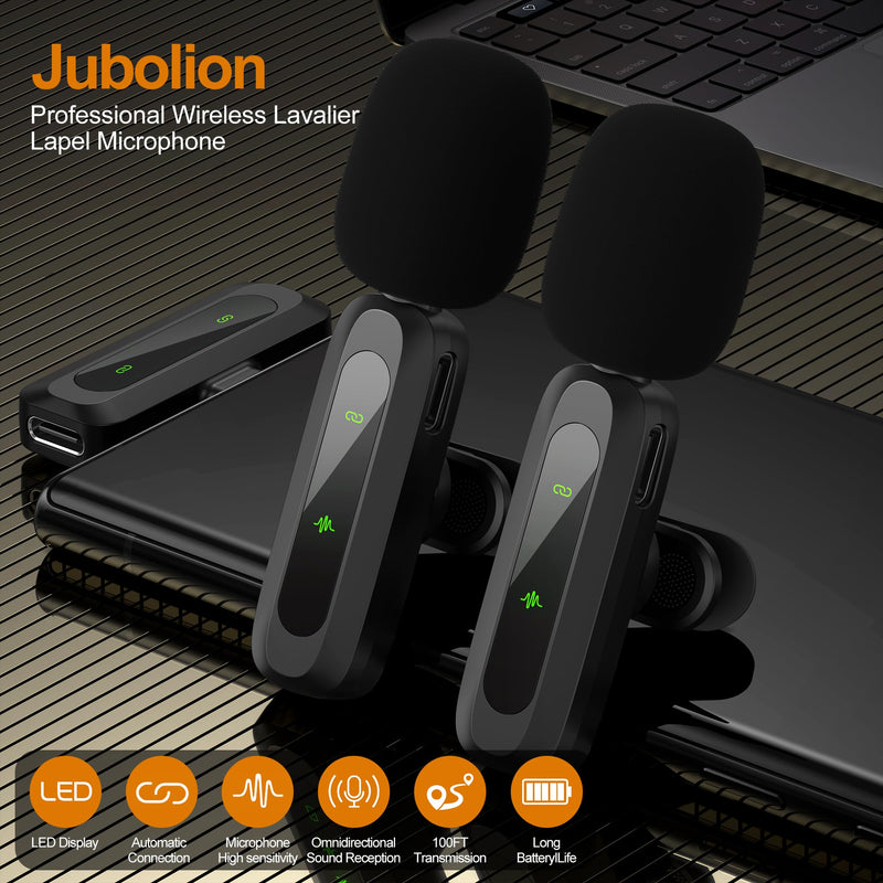 Wireless Lavalier Microphone for iPhone, iPad, Android - 100FT Transmission, 360° Omnidirectional HD High Sensitivity Mic for Interview, Video Podcast, Vlog, YouTube, TikTok