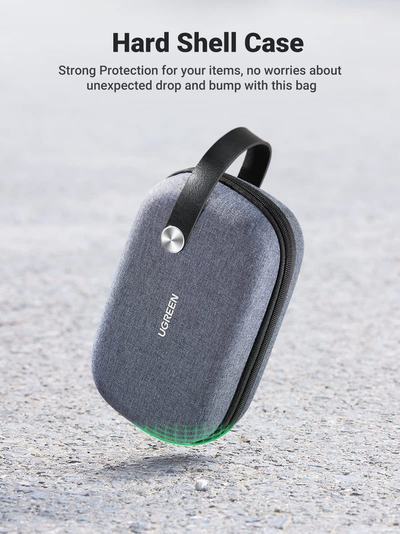 UGREEN Travel Case Tech Gadget Electronic Organizer Cable Pouch Small Hard Case Storage Carry Bag Portable for Hard Drive, Charger Cable, USB Cord, Phone, Power Adapter, Earphone, SD Card, Grey