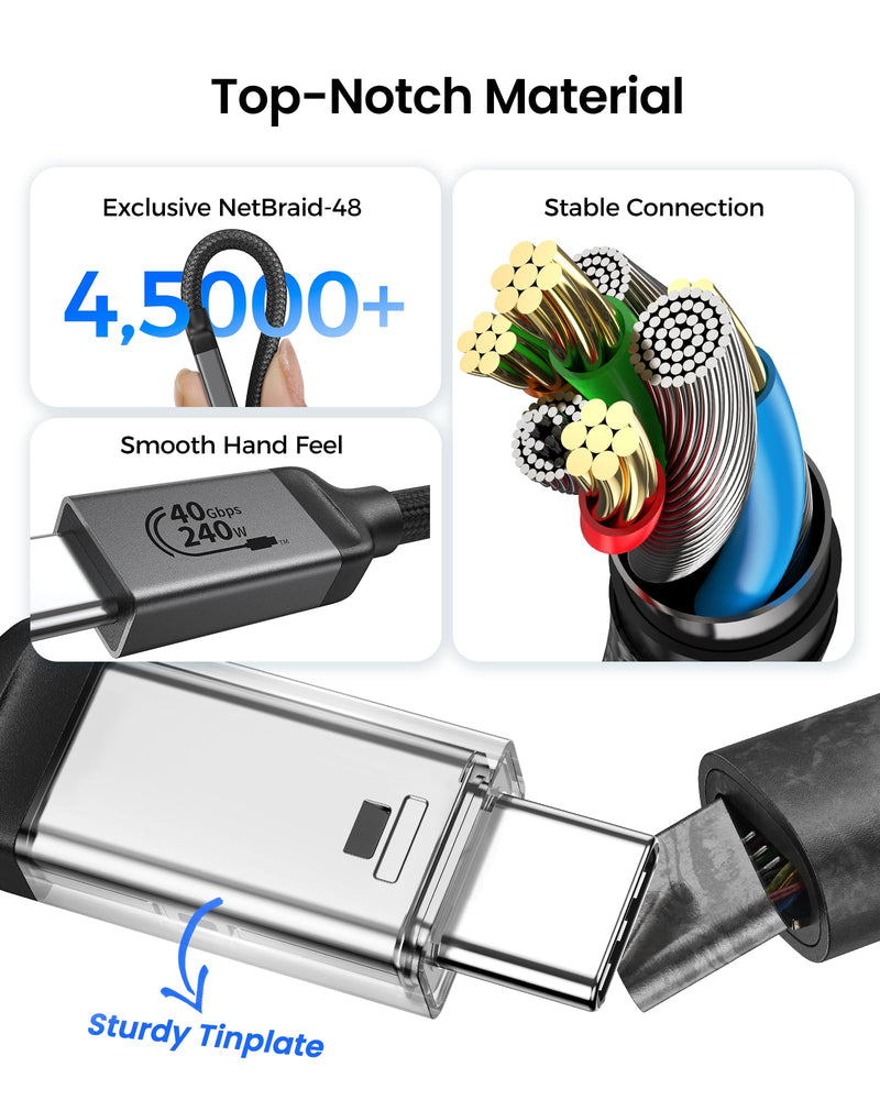 Silkland USB 4 Cable [USB-IF Certified] for Thunderbolt 4 Cable, 40Gbps Data Sync, 8K/5K@60Hz, 240W, USB C Thunderbolt Cable 3.3FT/1M, Compatible for MacBook, SSD, iPhone 16/15, Docking, eGPU, Monitor