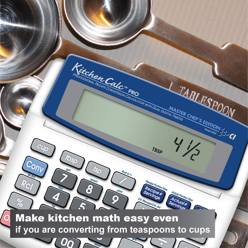 Calculated Industries 8305 KitchenCalc PRO Recipe Conversion Calculator | Countertop Culinary Math Calc with 2 Timers for Recipe Scaling, Chefs, Bakers, Brewers, BBQers, Students & Home Cooks