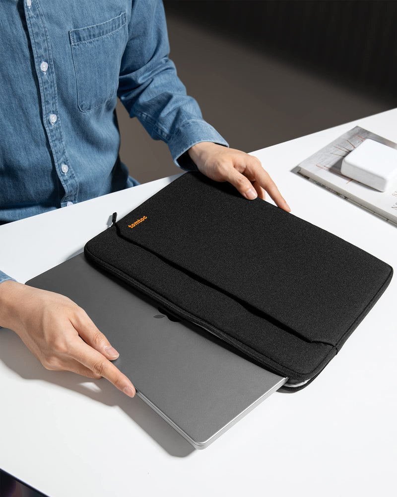 tomtoc Slim Laptop Sleeve for 14-inch MacBook Pro M3/M2/M1 Pro/Max A2918 A2992 A2779 A2442 2023-2021, Water-Resistant Protective Case for 13-inch MacBook Air/Pro with a Hard Cover, Accessory Bag Black 14-inch for MacBook Pro