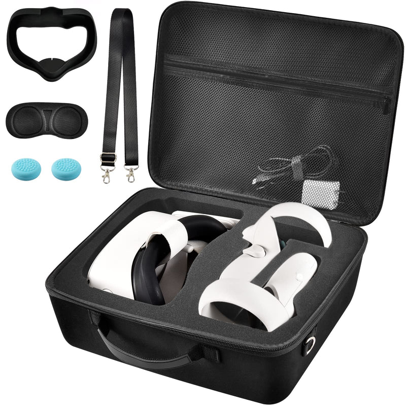 Comecase Hard Carrying Case for Oculus Quest 2 All-in-One VR Gaming Headset with Rose Gold Carrying Case Compatible for Beats Solo3 / Beats Solo2