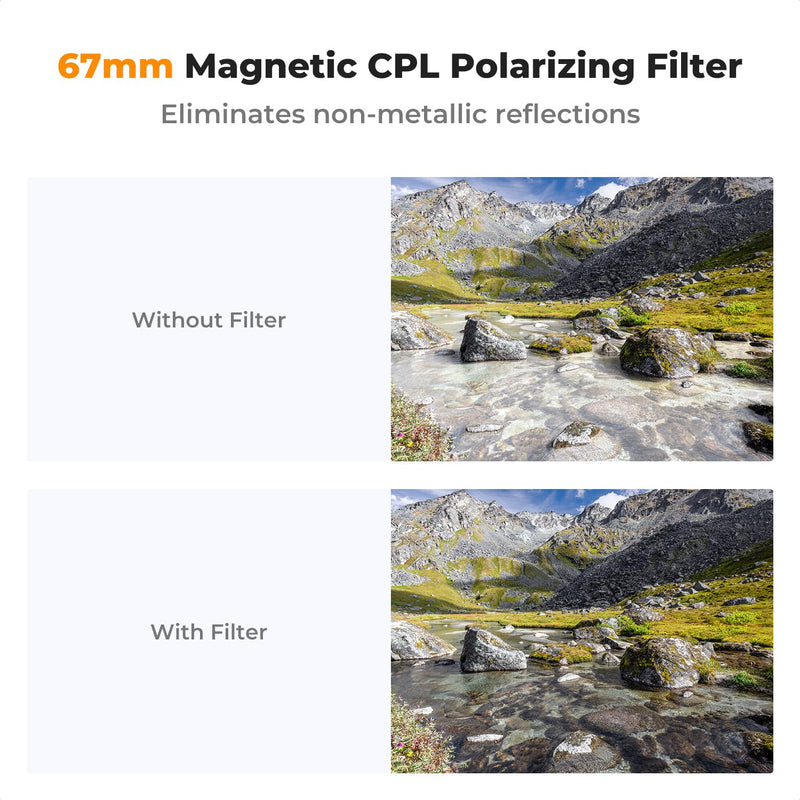 [AUSTRALIA] - K&F Concept Clip On 67mm CPL Magnetic Phone Lens Filter Kit, Phone Clip with Magnetic Adapter Ring/Cold Shoe/Locking Knob, Polarizer Filter for iPhone 16 15 Pro Max 14 13 
