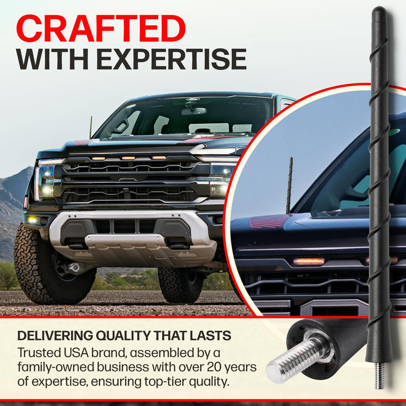[AUSTRALIA] - Antenna fits Ford F-350 | F450 (2017-2026) 8 Inch Short Rubber Antenna - USA Threading - Carwash Proof - Internal Copper Coil 