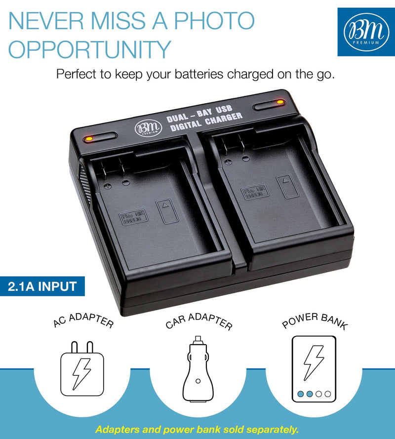 [AUSTRALIA] - BM Premium 2 Pack of EN-EL15B Batteries and Dual Battery Charger for Nikon Z6, Z7, D780, D850, D7500, 1 V1, D500, D600, D610, D750, D800, D800E, D810, D810A, D7000, D7100, D7200 Digital Cameras 