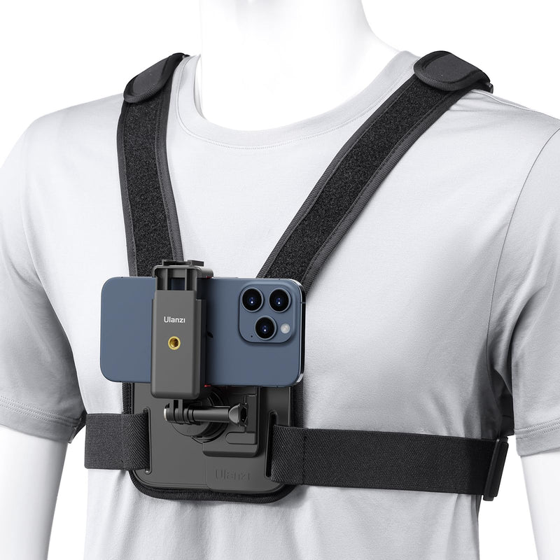 ULANZI CM028 Adjustable Chest Mount Harness w Vertical/Horizontal Switching for GoPro DJI Insta360 Action Cameras - Phone POV Chest Strap Mount Harness for iPhone Samsung Cameras Body Mount