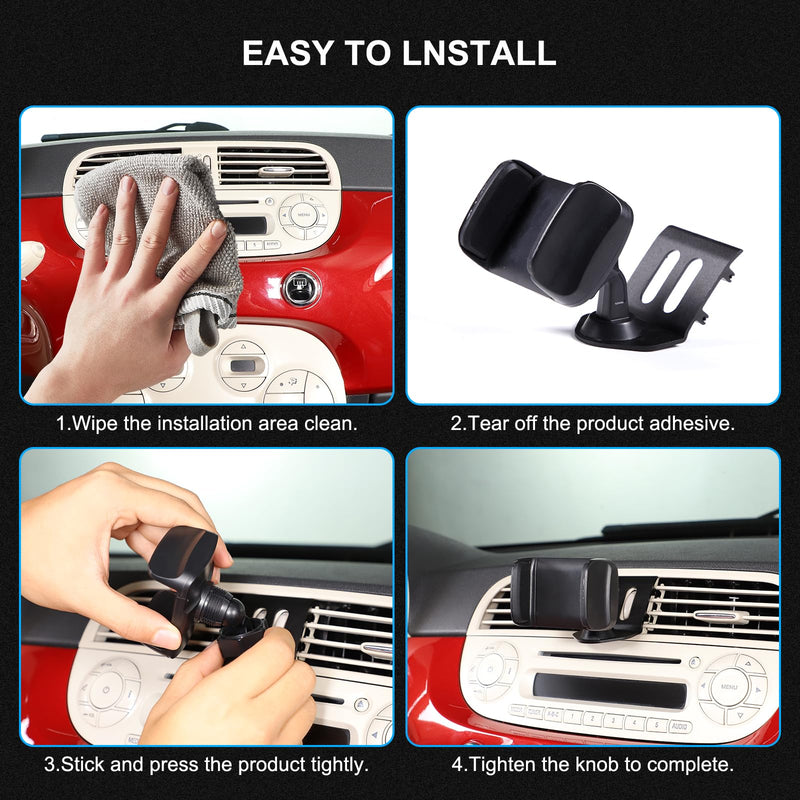 Car Air Vent Cell Phone Holder Compatible with Fiat 500 2010-2015 for Dashboard Air Vent Car Phone Holder Adjustable 360 Rotation Vent Clip Fits for All Smartphones Style C