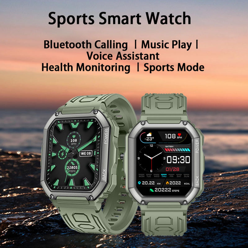 Smart Watches for Men(Answer/Make Call), 1.8" HD Fitness Tracker Watch with Blood Pressure/Heart Rate Monitor, SpO2, 100+ Sports Fitness Smart Watch for Android/iOS Phones, 3 Watch Bands (Green)