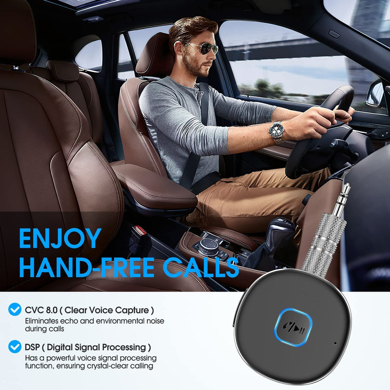 Bluetooth Receiver, LAICOMEIN Bluetooth Aux Receiver, Portable 3.5mm Aux Car Adapter, Bluetooth 5.0 Wireless Audio Receiver for Car/Home Stereo/Wired Headphones/Speaker, 16H Battery Life