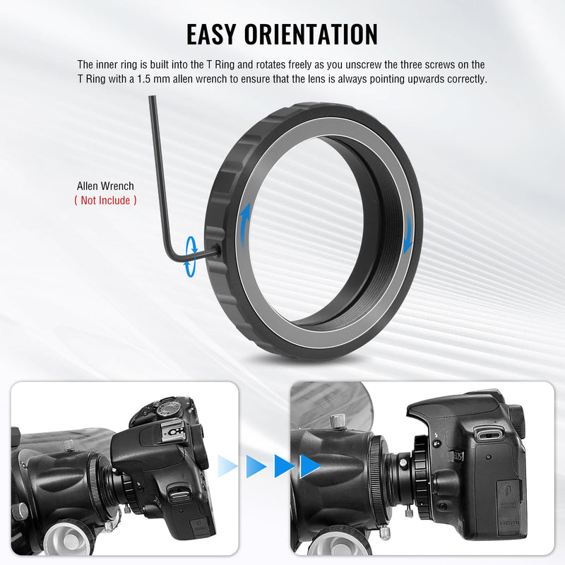 [AUSTRALIA] - Alstar Telescope Photo Adapter for Nikon SLR/DSLR Cameras, T Mount Telescope Camera Adapter Include T2 T Ring for DSLR and T Adapter, 1.25 Inch Telescope Accessory for Astrophotography 