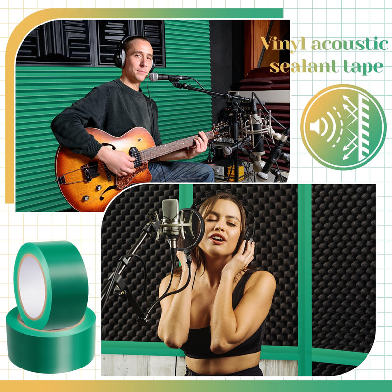 [AUSTRALIA] - 2 Pcs MLV Seam Tape 2" x 108' Vinyl Acoustic Sealant Tape Vinyl Seam Tape for Mass Loaded Vinyl Noise Barriers Installation Walls and Ceilings, Green 
