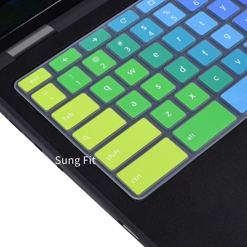 Colorful Keyboard Cover for Dell 11.6 Chromebook 3100 / Dell Chromebook 11 3120 3180 3181 3189 5190 P22T 11.6" / Dell Chromebook 13 3380 13.3" Protective Skin, Dell Chromebook Accessories, Rainbow 11.6 Inch
