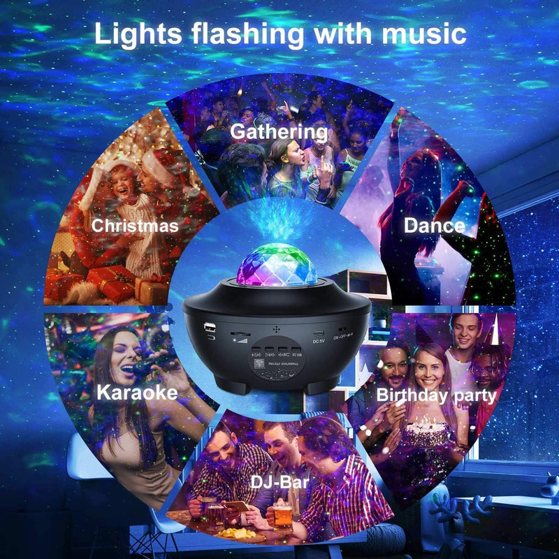 Star Projector Night Light Projector with LED Nebula Cloud, Galaxy Starry Projector Light Build-in Bluetooth Stereo Music Speaker for Kids Adults Bedroom/Party/Birthday Gifts/Home Theatre