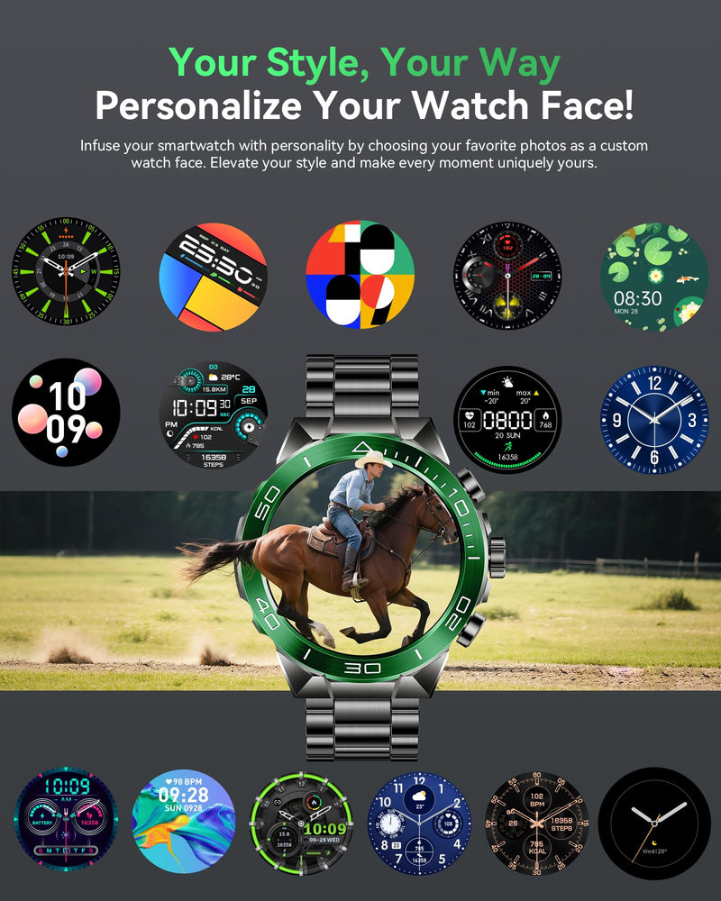 SOUYIE Men's Luxury Smart Watch - 1.43" AMOLED Display Smartwatch with HD Bluetooth Calling, 400mAh 30-Day Battery, 100+ Sports Modes, Health Monitor with Metal/Silicone Straps for Android iPhone