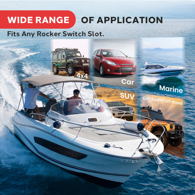 Pyle Rocker Switch Wireless BT Audio Controller, Waterproof Rated Marine Receiver Remote Control for Car, Truck, Boat, 4x4, PowerSport Vehicles, Connect and Stream Audio from External Devices