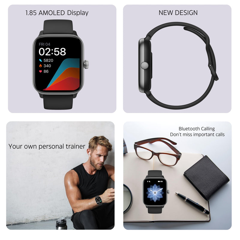 Smart Watch – Watches for Women & Men, Fitness trackers, Heart Rate Monitor, Blood Pressure, Waterproof, Smartwatch, Compatible Android & iPhone Phones, Smartwatches Black