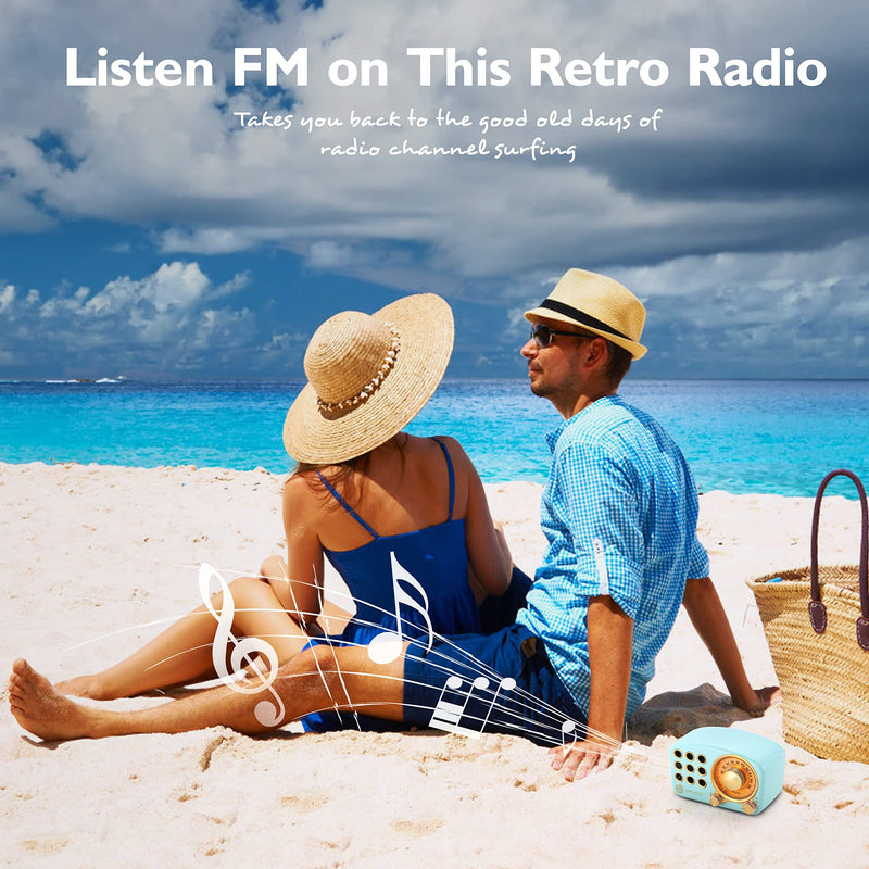[AUSTRALIA] - Retro Bluetooth Speaker, Vintage Radio-Greadio FM Radio with Old Fashioned Classic Style, Strong Bass Enhancement, Loud Volume, Bluetooth 5.0 Wireless Connection, TF Card and MP3 Player (Blue) Blue 