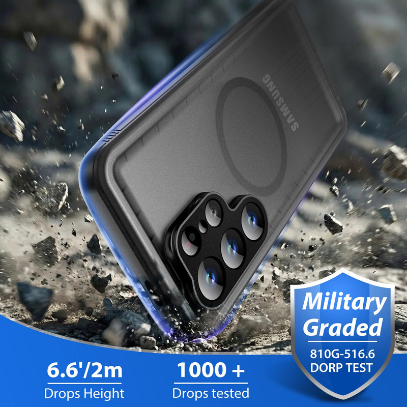 SPORTLINK for Samsung Galaxy S26 Ultra Waterproof Case, Mag/Black, 6.9" | Military-Grade Heavy-Duty 360° Full-Body Protection with Built-in Screen & Camera Protectors, Dustproof, Shockproof