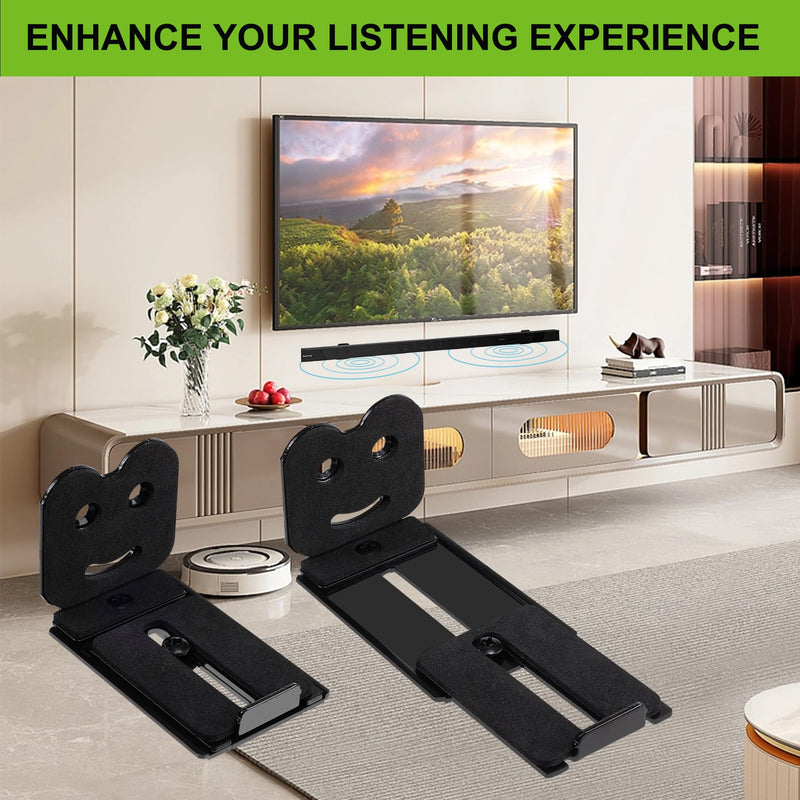 Suixing Adjustable Soundbar Mount, Universal Sound Bar Wall Brackets Works with Most Sound bar Mounts, Length Adjustable 3.4''-5.2'', Removable and Lockable Mounting Bracket(Curved) Black_3.4"-5.2" Length Adjustable 3.4"-5.2"