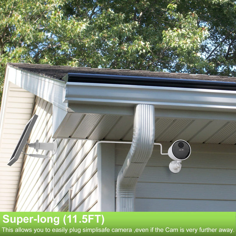 Solar Panel Compatible with SimpliSafe Outdoor Security Camera,Power Your SimpliSafe Outdoor Camera continuously, AL Alloy Frame Durable and Sturdy - Silver