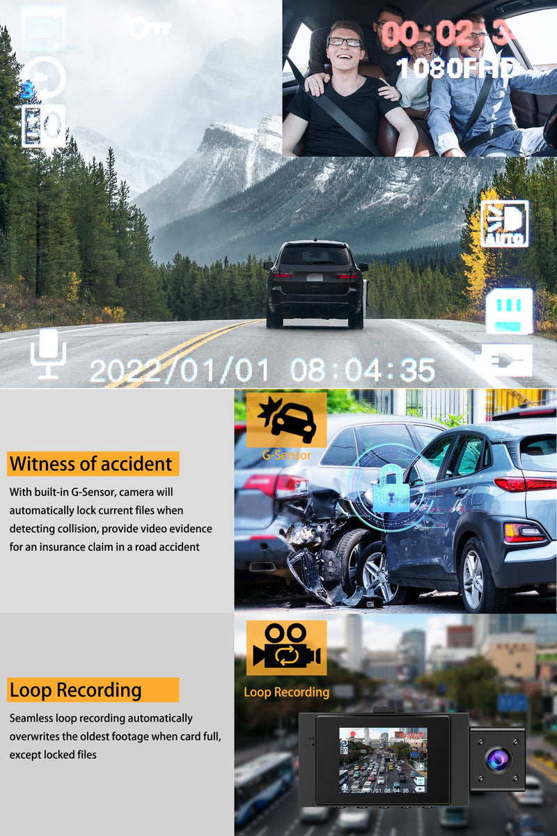 Bundle Include 64GB Micro Memory Card + Yansoo Dual Dash Cam Front and Inside
