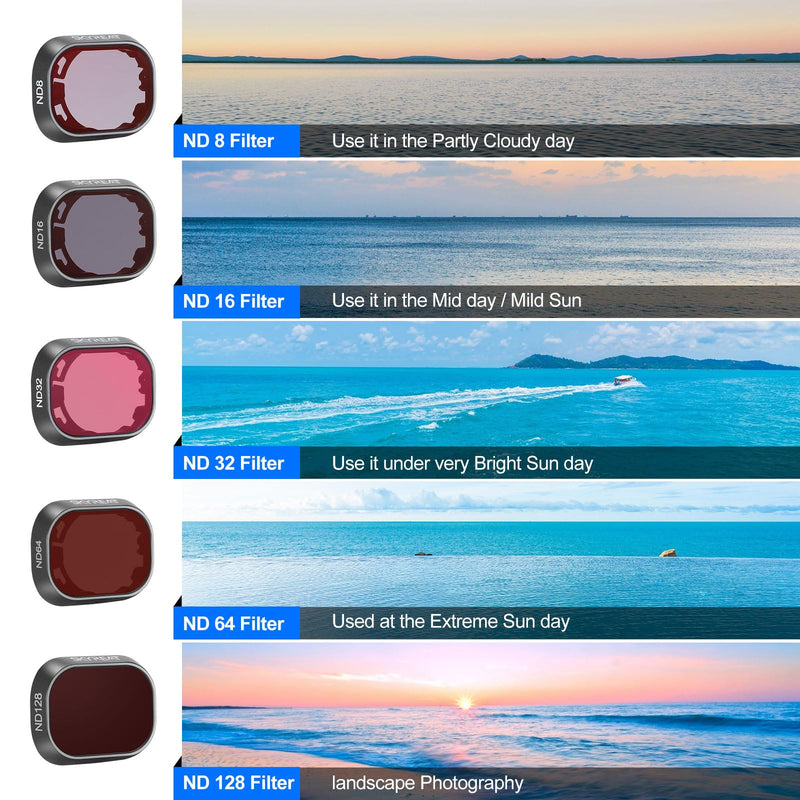 SKYREAT ND Filters Set for DJI Mini 4 Pro Accessories,6 Pack-(CPL, ND8, ND16, ND32, ND64,ND128) 6 Pack-(CPL/ND8-ND128)