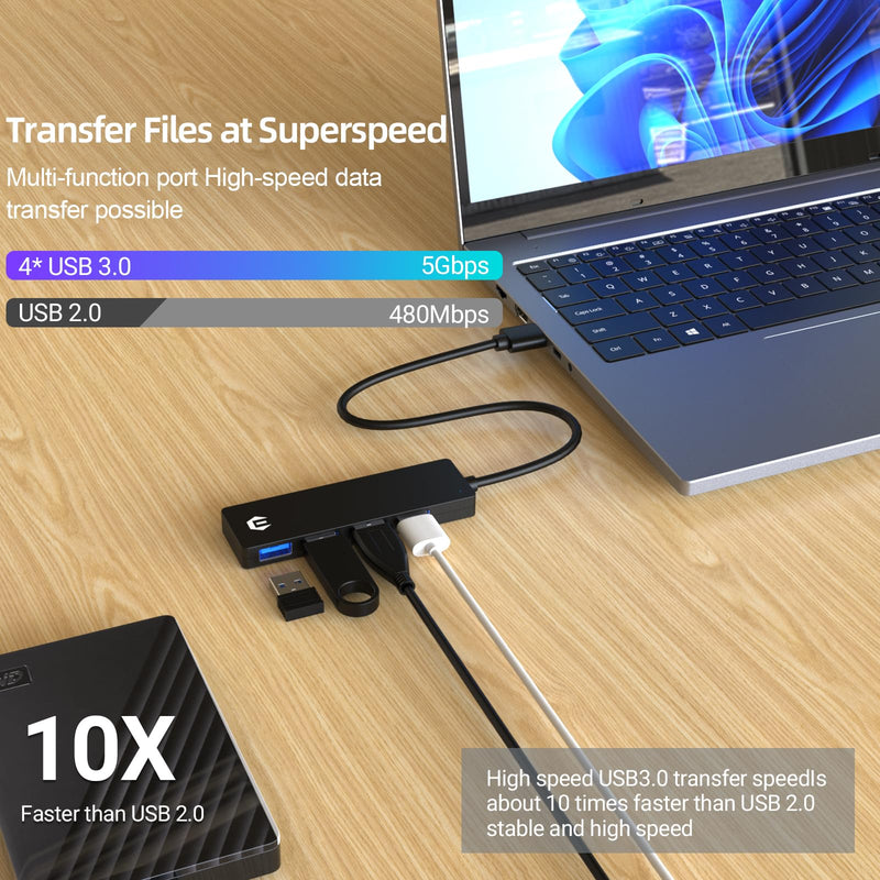 USB C Hub, TOTU 4-Port USB C Hub Extra Light Data Hub USB Adapter, USB C Hub 5Gbps Compatible with, USB Flash Docking Station