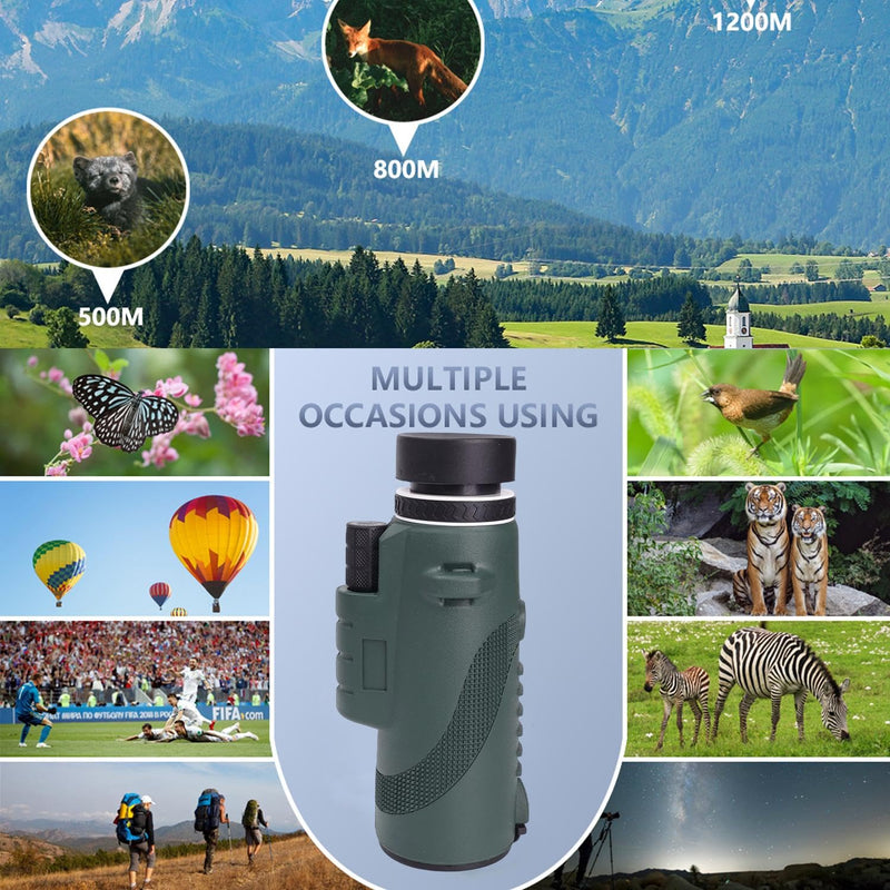1set 80X100 Power Single Barrel Birdwatching Telescope High Definition Adults High Powered with Smartphone Adapter,15.3 * 7 Cm (Green) Green