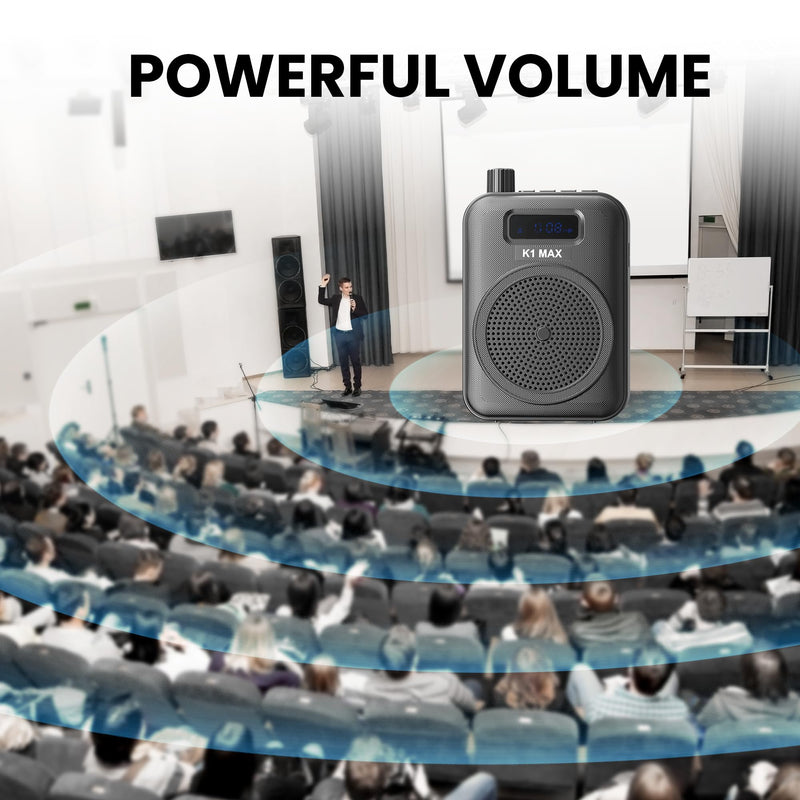 [AUSTRALIA] - Voice Amplifier Wireless Microphone with Bluetooth Lavalier, Portable Microphone and Speaker for Teachers, Mini Rechargeable Amplifier, Ideal for Classroom, Meetings, Yoga, Speeches, and Tour Guides Carbon Black 