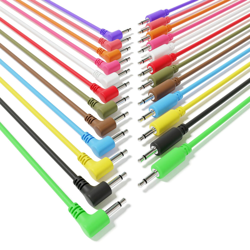 Hybrid Mono Modular Patch Cables - TS 3.5mm 1/8" - Eurorack Synth Synthesizer [13-Pack | 180 cm - 70.87"] 180 cm - 70.87" 13-Pack