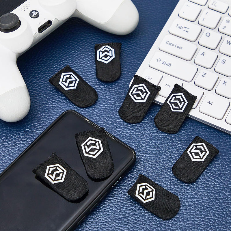 [AUSTRALIA] - Jiuguva 120 Pcs Gaming Finger Sleeves with Pattern for Mobile Game Controllers Finger Sleeve for Gaming Anti Sweat Game Controller Thumb Sleeve Breathable Finger Covers Touchscreen (Black) Black 