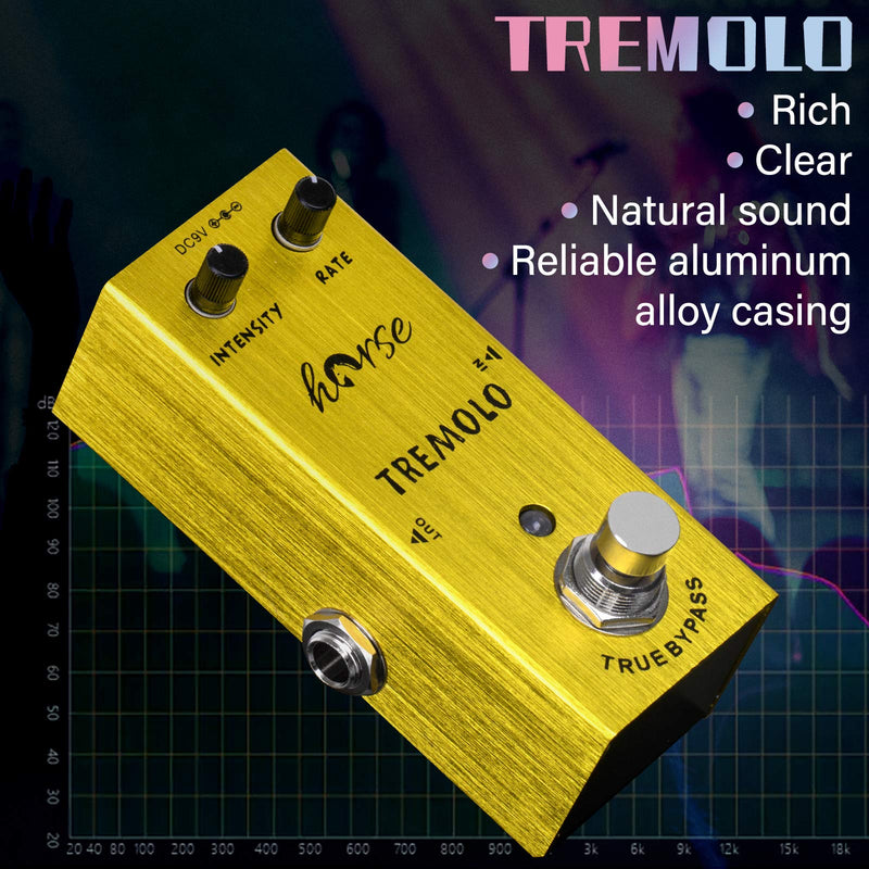 [AUSTRALIA] - Tremolo Pedal, Horse Electric Guitar Effects Pedals Mini Single Type DC 9V True Bypass (Yellow) Yellow 