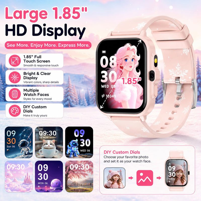 Smart Watch for Kids Boys Girls Age 5-12, Ai Functions Games HD Touch Screen Watches with Video Camera Music Player Pedometer Heart Rate Sleep Tracker Christmas Birthday Gifts for Boys