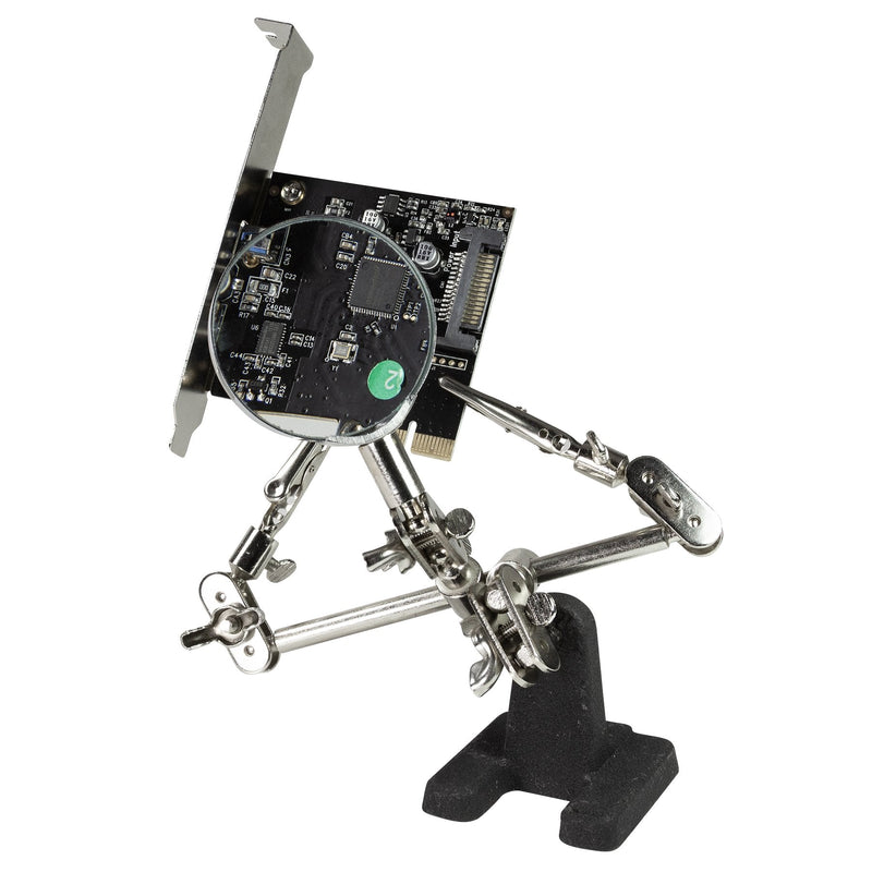 BIGtec Third Hand with Magnifying Glass Helping Hand Precision Mechanics Soldering Aid Soldering Accessories Soldering Tool with Interchangeable Clamps Crocodile Clips