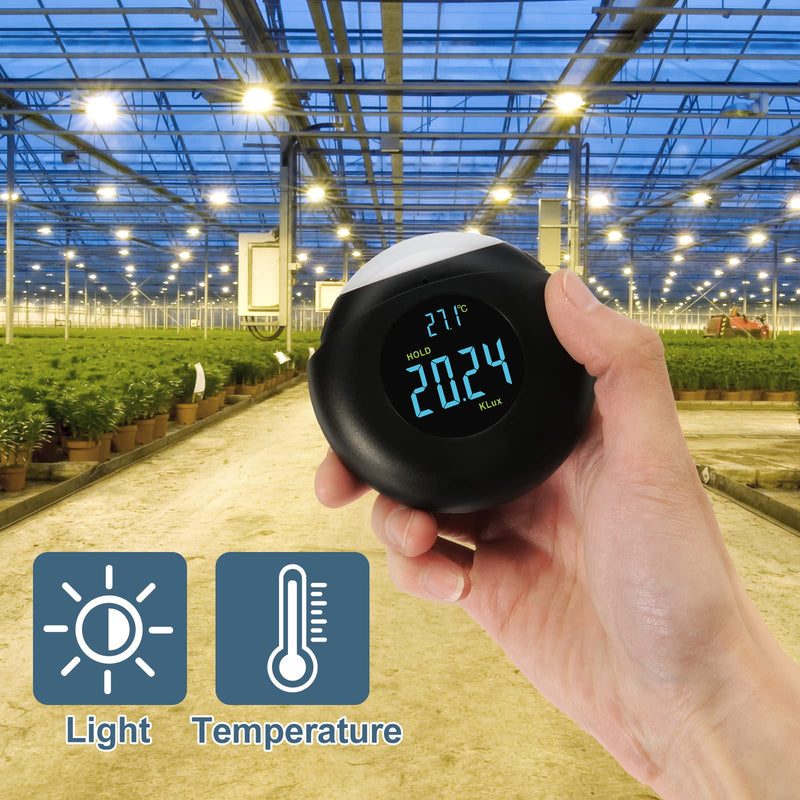 [AUSTRALIA] - Light Meter Digital Illuminance Meter Handheld Ambient Measurer with 360° Detector, Measurer with Range up to 200,000 lux with LCD Display, Light Meter for Factories, Warehouses, Offices balck 