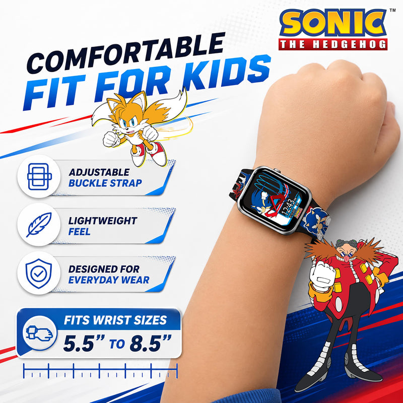 Accutime SEGA Sonic the Hedgehog Black Adult Smartwatch for Men, Women, Unisex - Touchscreen Camera, Weather, Messaging, Sports, Music, Heart Rate Monitor, Pedometer & More (Model: SNC4352M)