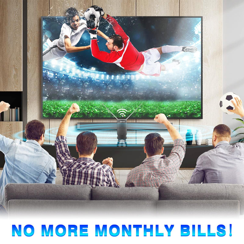 Rabbit Ears Antenna Long Range Reception with Amplifier TV Antenna for Smart TV Indoor, HD Antenna for TV Indoor 4k, Digital Antenna for Smart TV Support All Free HDTV Channels