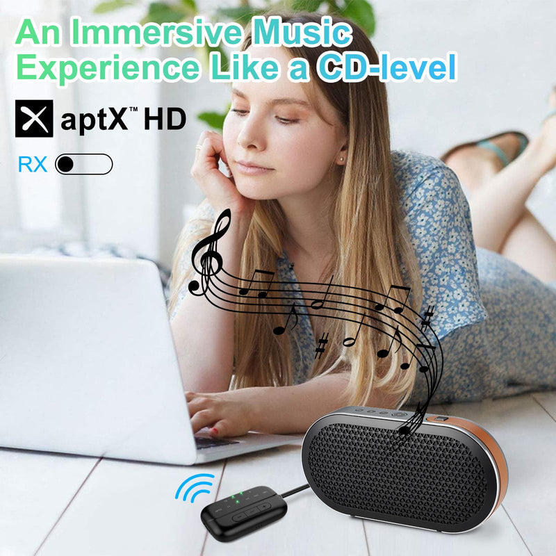 [AUSTRALIA] - Bluetooth Transmitter Receiver, 2-in-1 V5.3 Wireless Adapter, Bluetooth Audio Transceiver for Airplane TV PC MP3 Gym Switch,Bluetooth Receiver for Speakers Headphones,aptX Low Latency & HD Black 